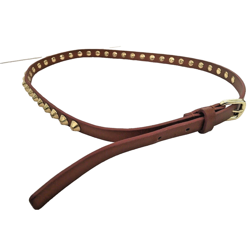Medium TopShop Women's Brown Skinny Belt Goldtone Studs